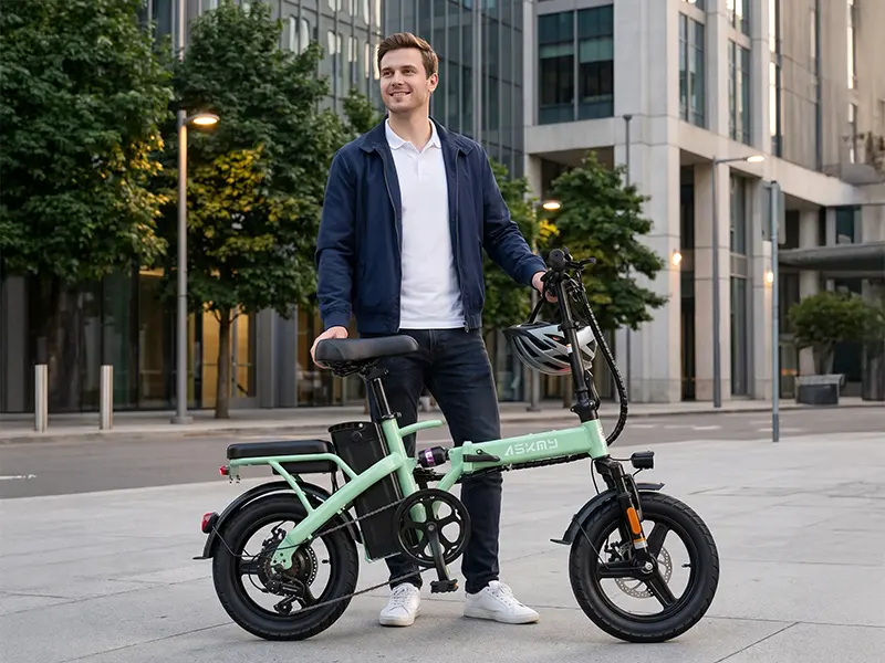 REOCRO RE0-14-G Sage Green foldable electric bike - 700W peak motor, 25 lbs lightweight, UL certified, $199